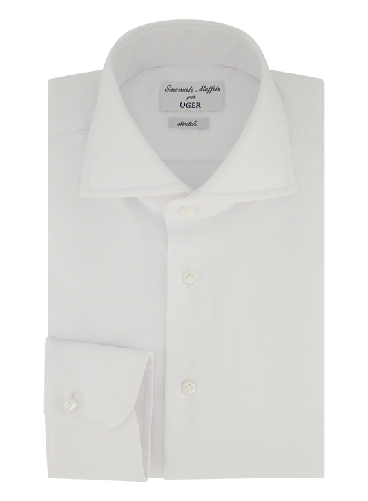 Stretch shirt van katoen | Wit