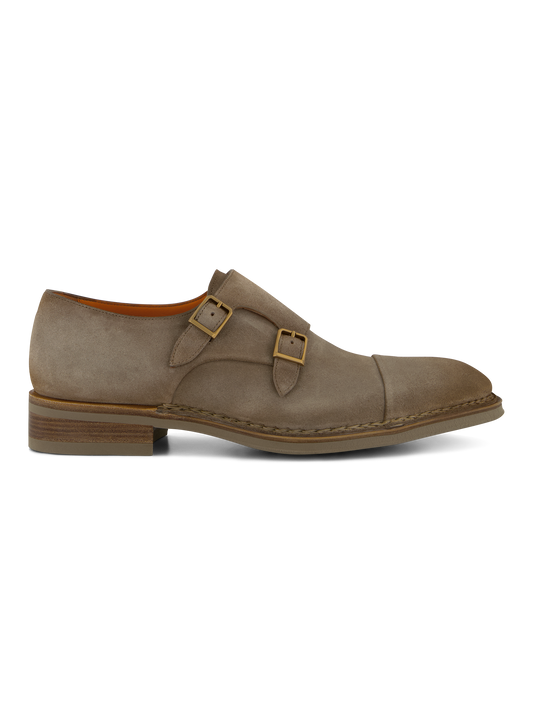 Dubbele gespschoenen van suède | TAUPE GRIJS