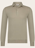 Poloshirt met lange mouwen van katoen | Beige