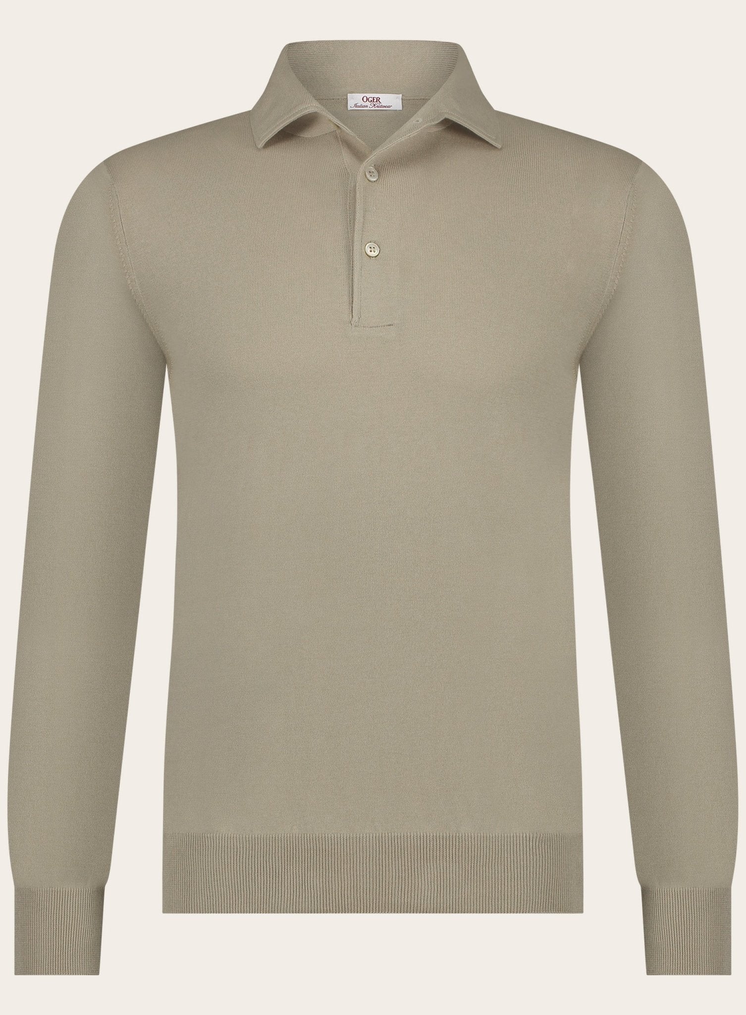 Poloshirt met lange mouwen van katoen | Beige