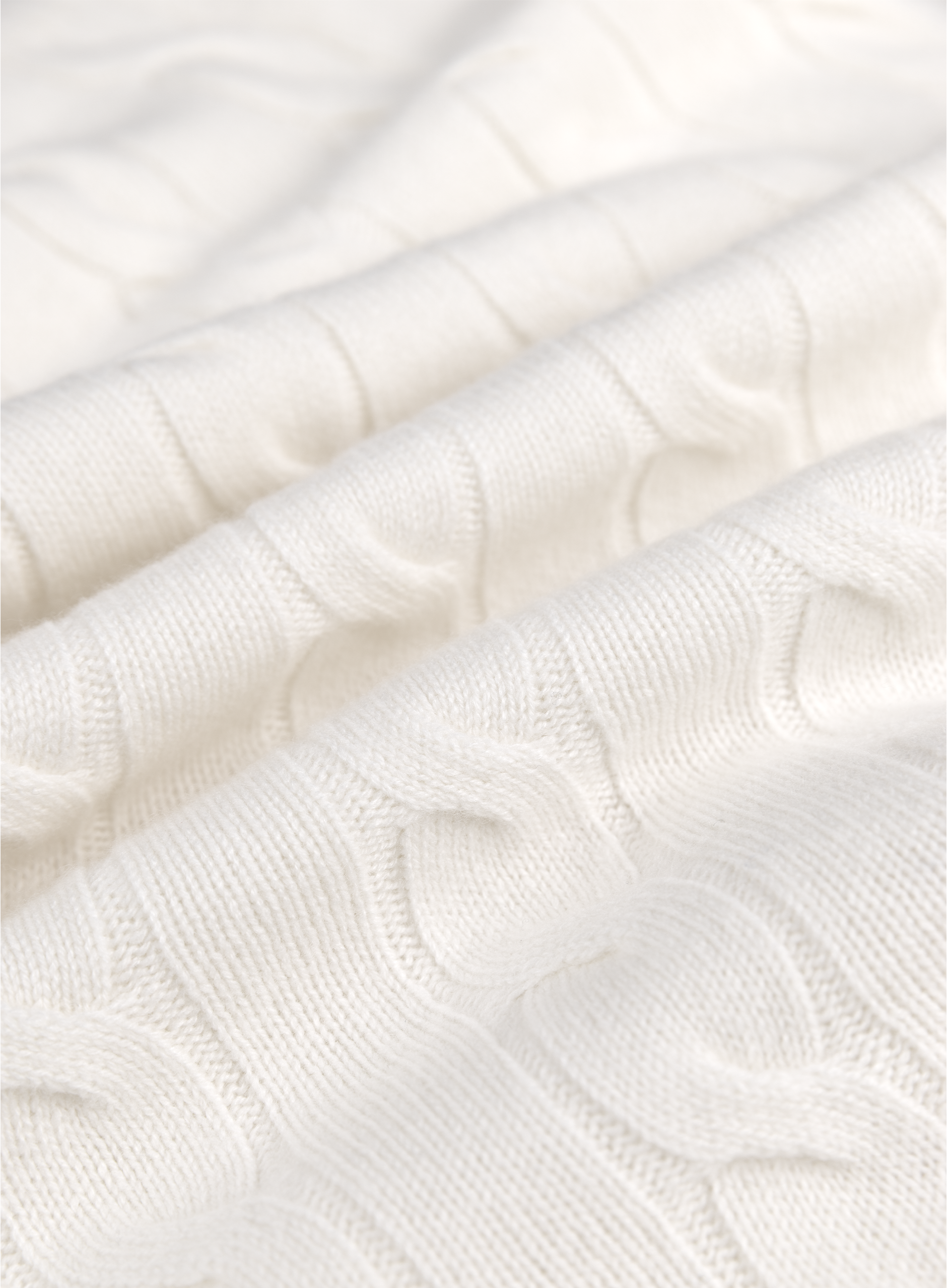 Kabelgebreide polo van wol en cashmere | FULL_WIDTH | Wit