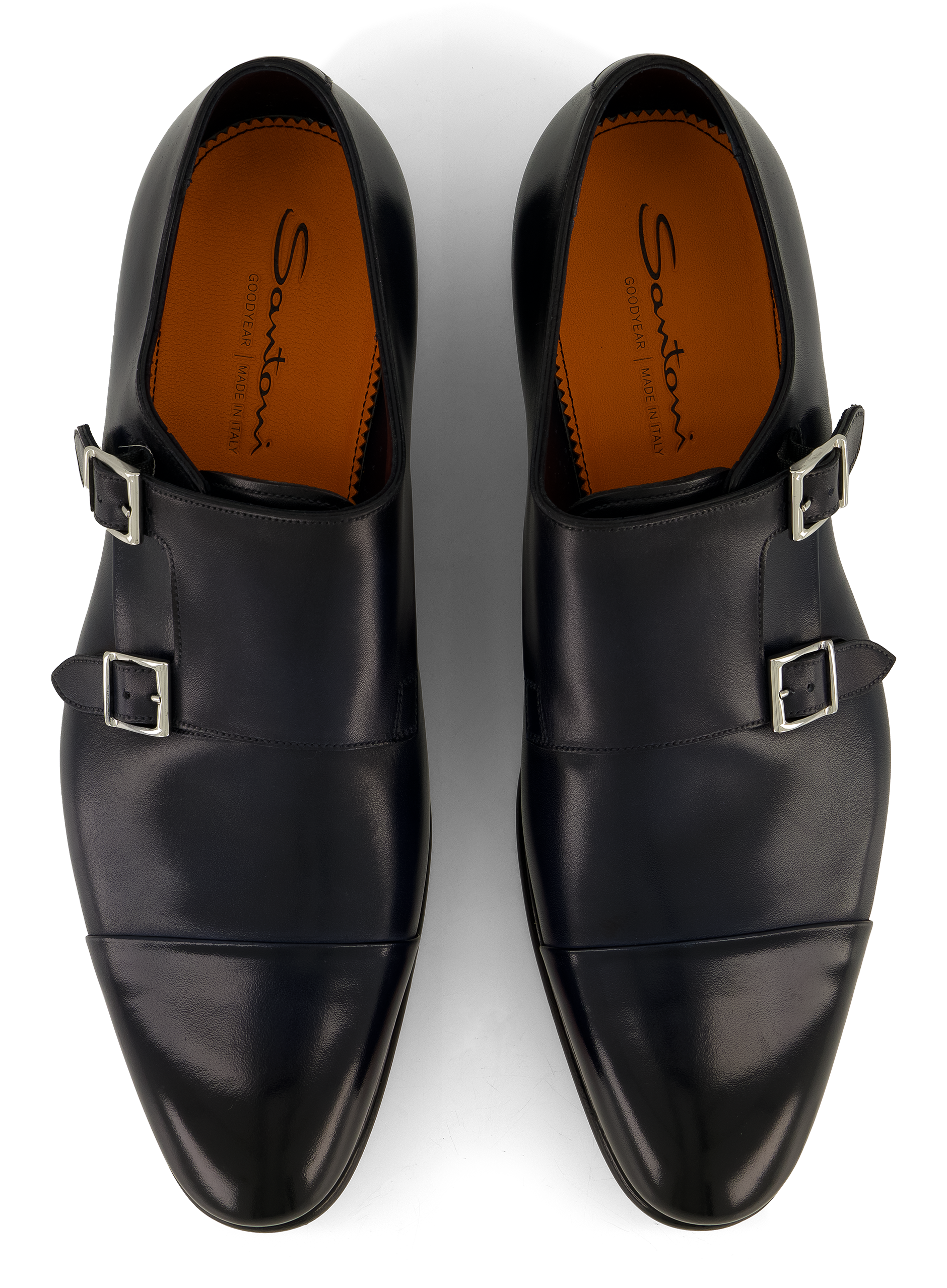 Dubbele gespschoenen van leer | BLUE NAVY