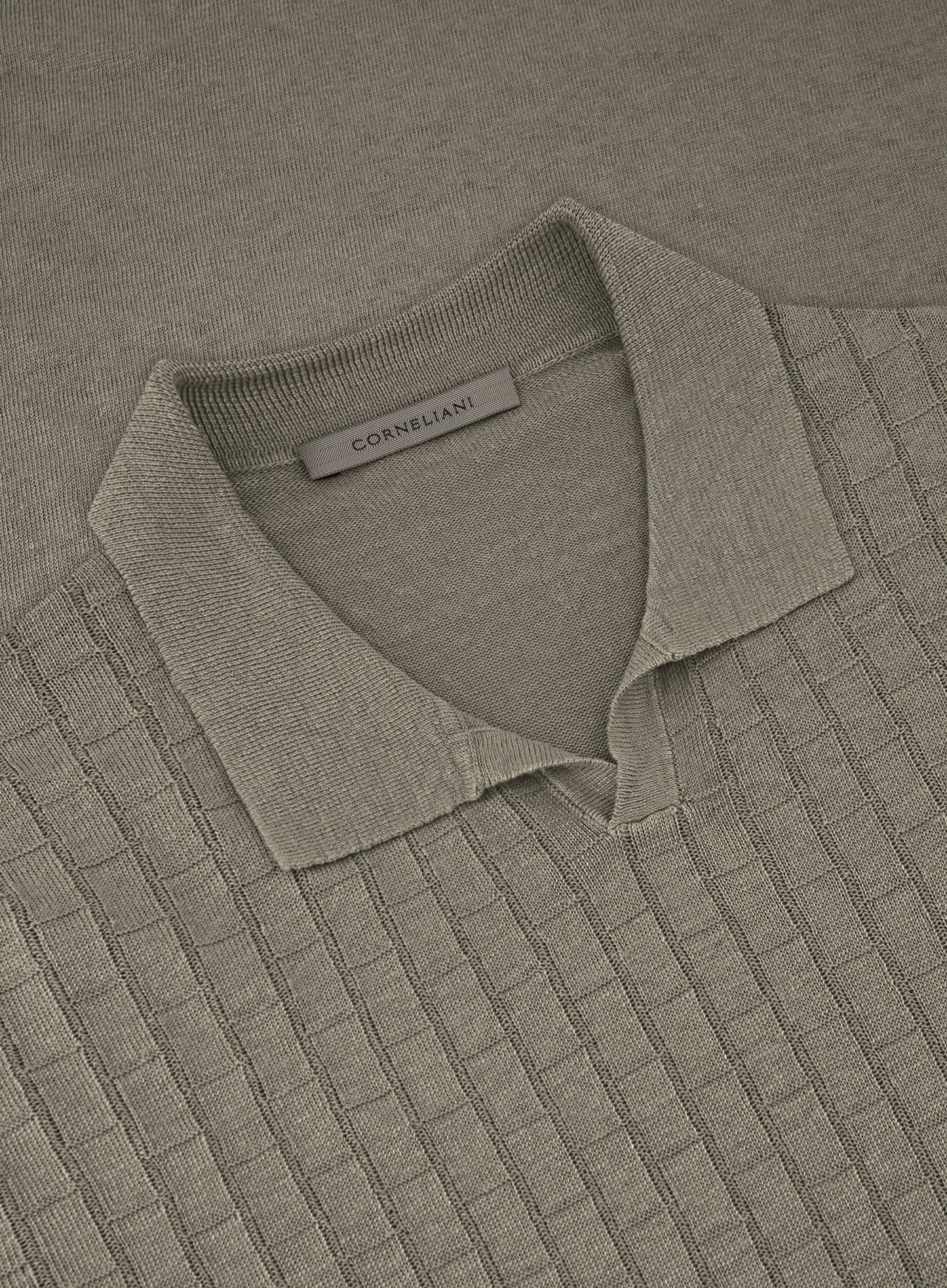 Buttonless polo van linnen | TAUPE