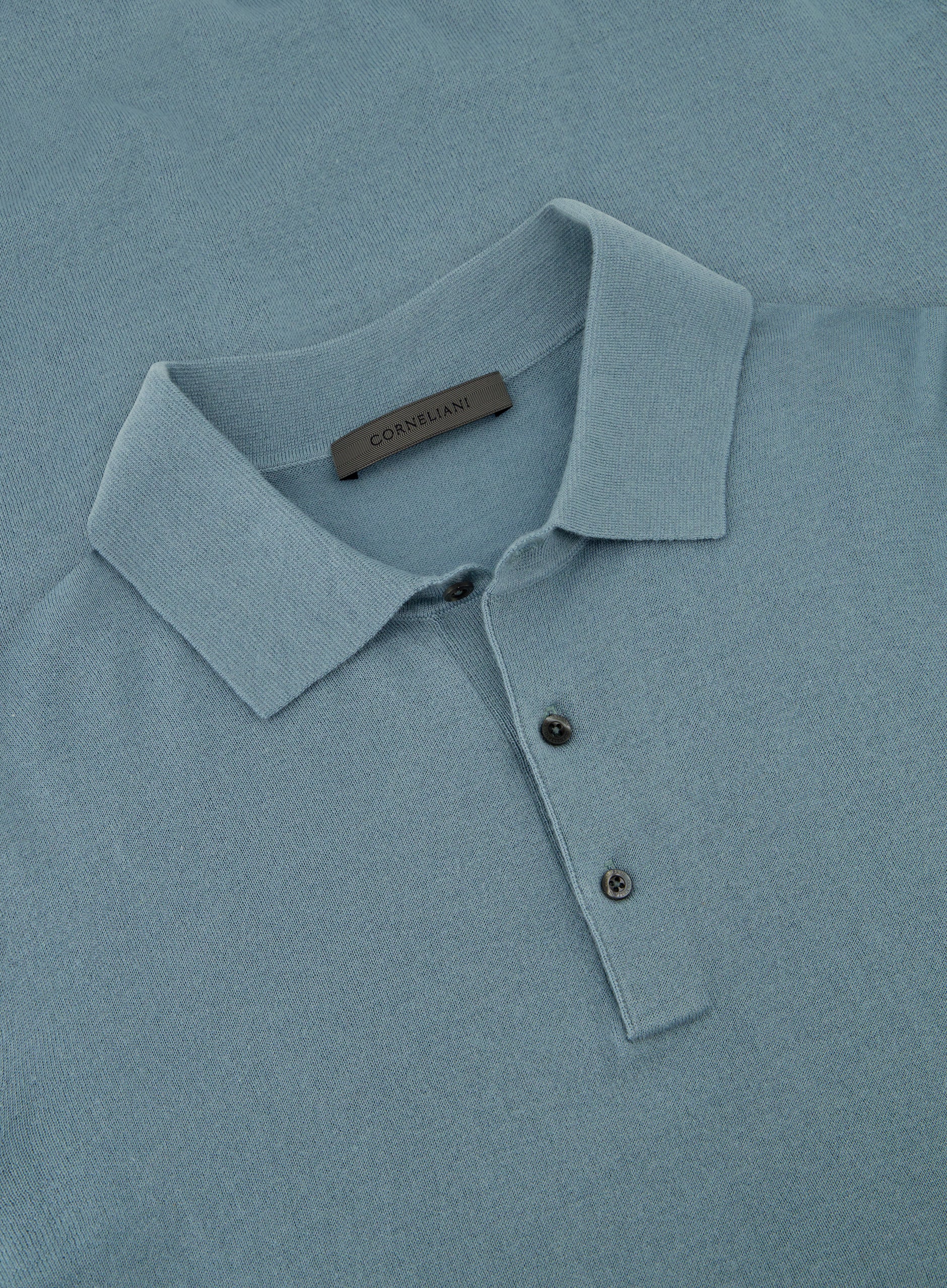 Poloshirt van cashmere en zijde | Aqua