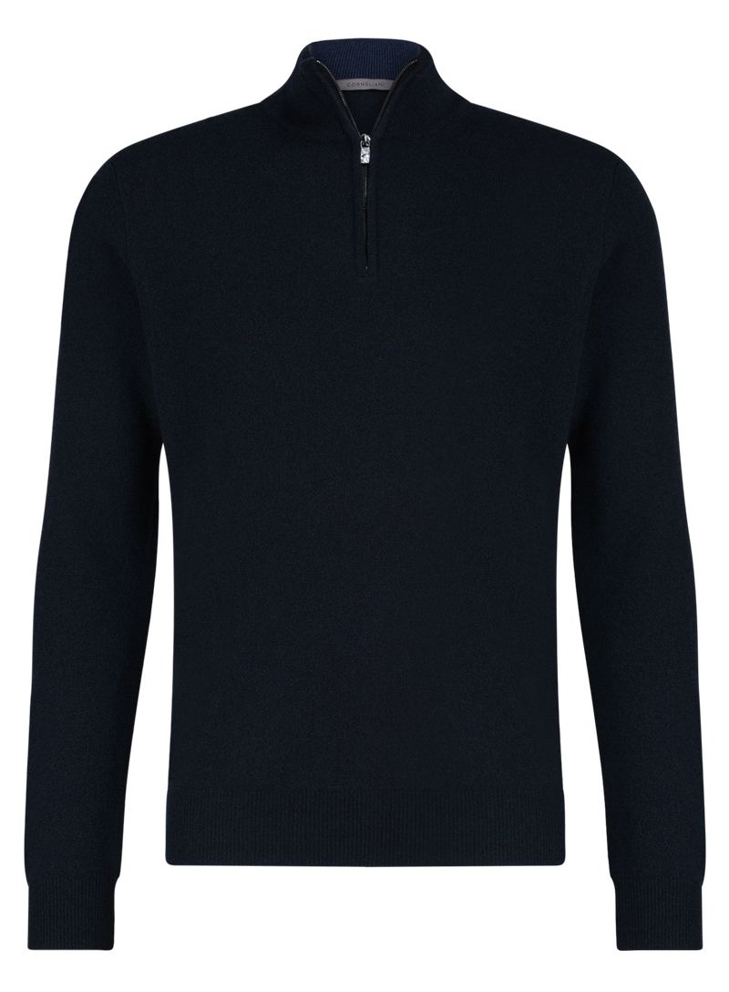 Half-zip cardigan in wool and cashmere