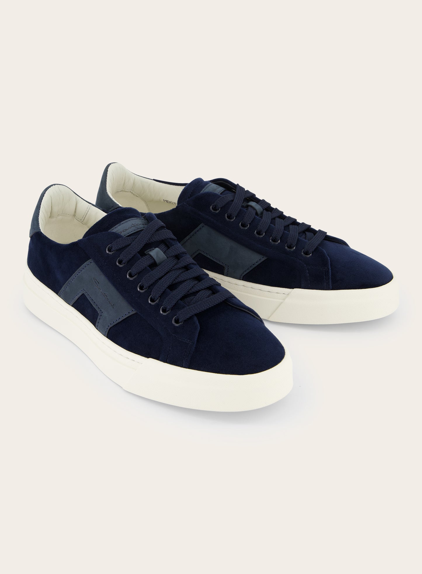 Double Buckle sneakers van velour | BLUE NAVY