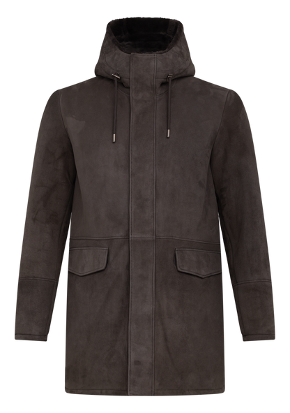 Shearling jas van suede | FULL_WIDTH | Grijs