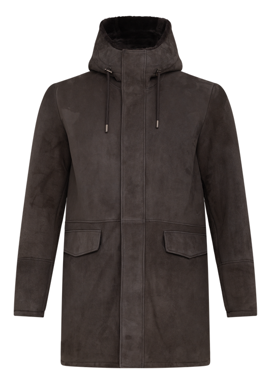 Shearling jas van suede | FULL_WIDTH | Grijs
