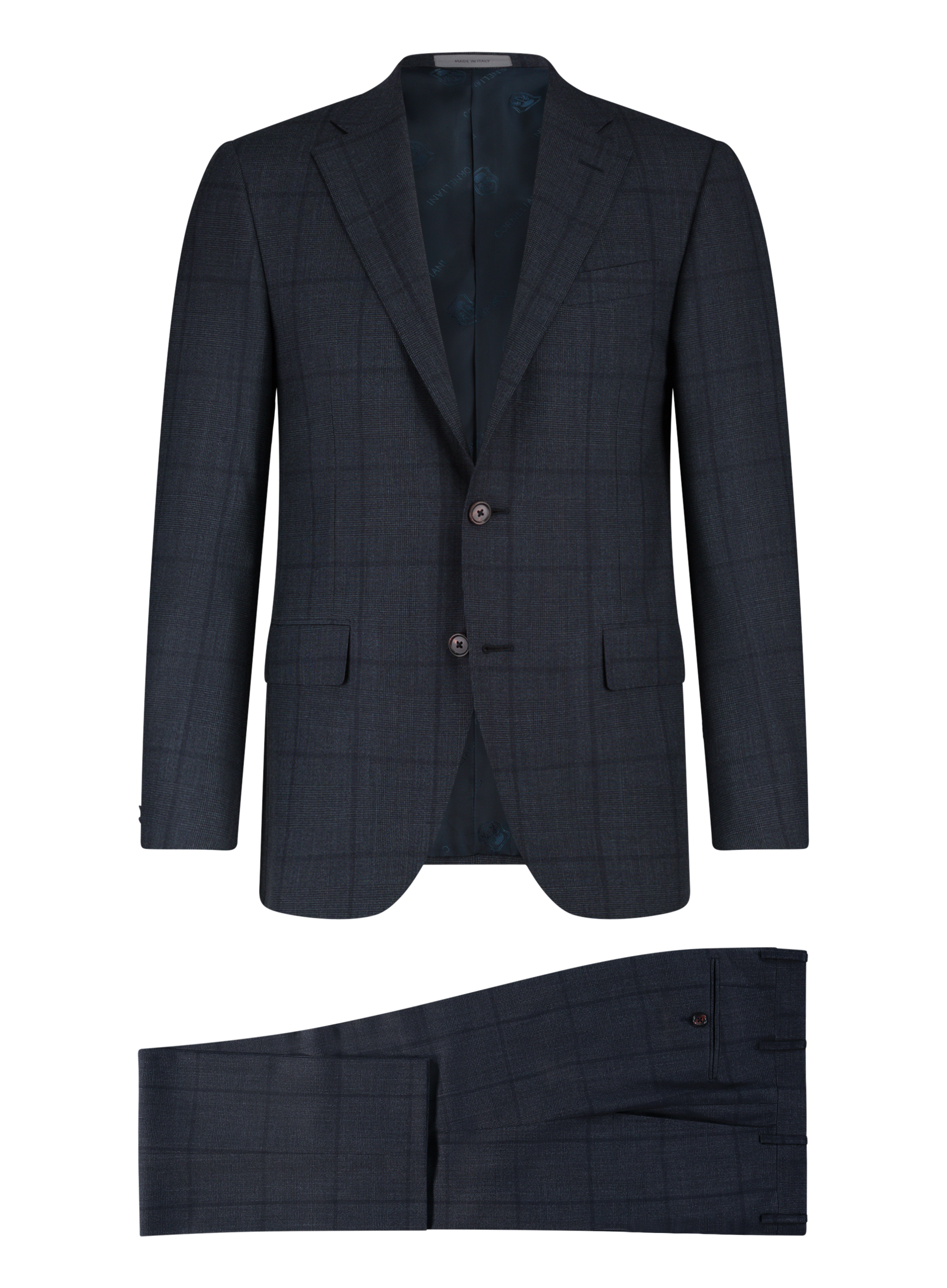Geruit pak van wol | Blauw