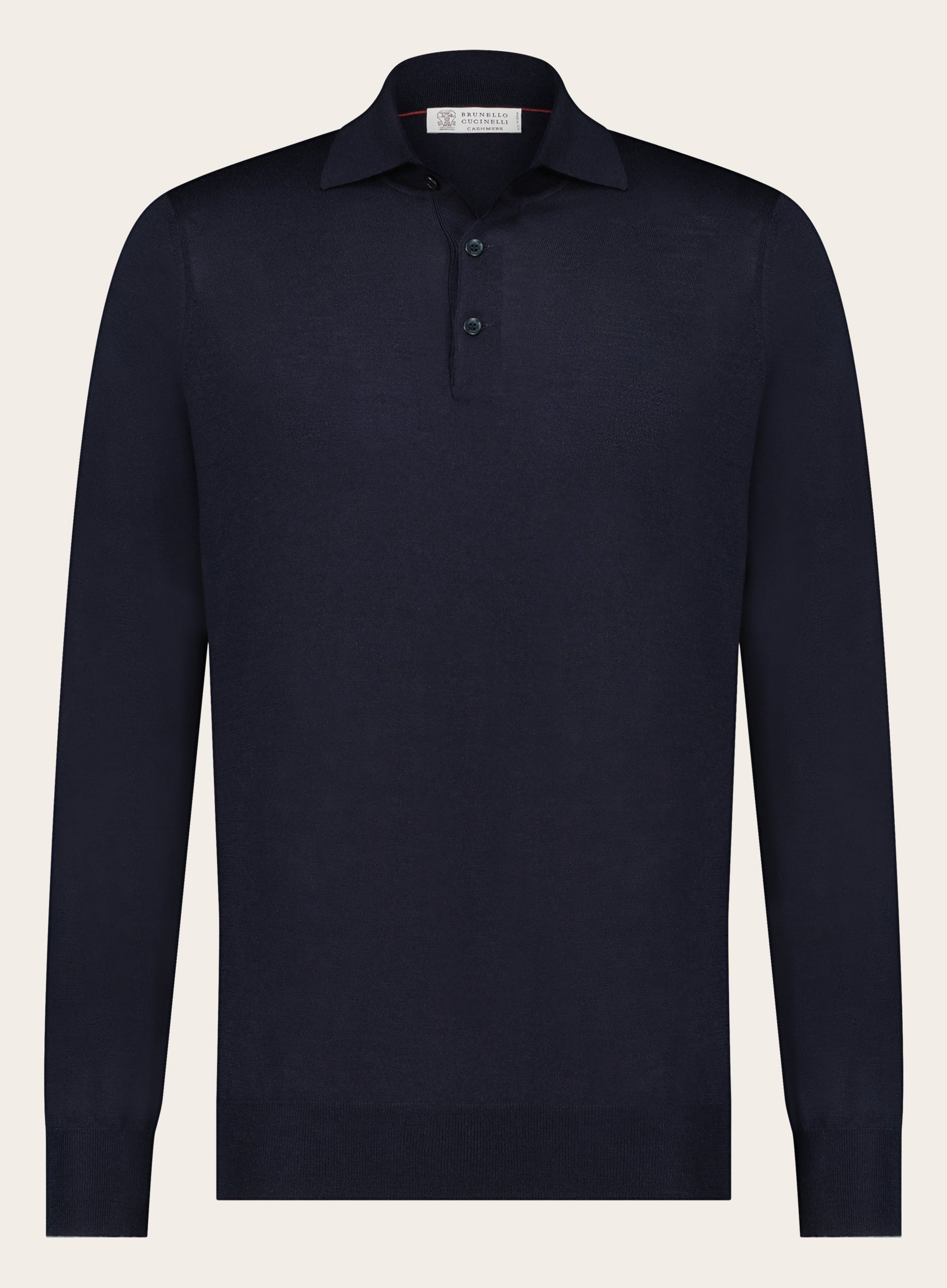 Cashmere lange mouwen polo | BLUE NAVY 