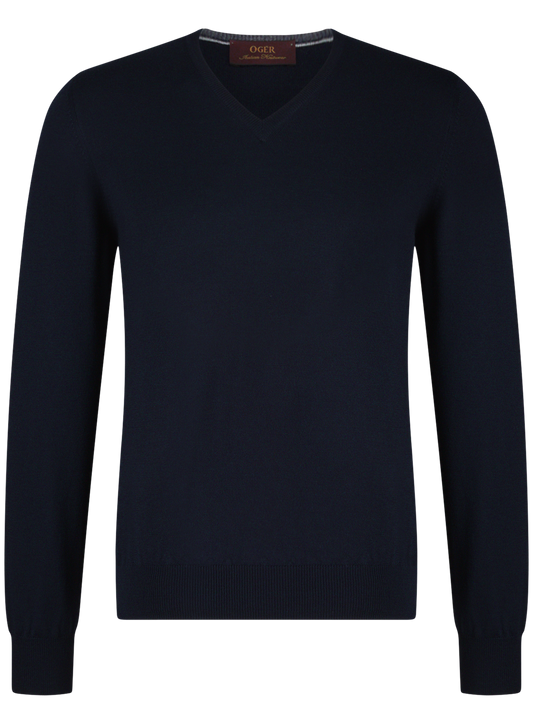 V-hals trui van virgin wol | BLUE NAVY