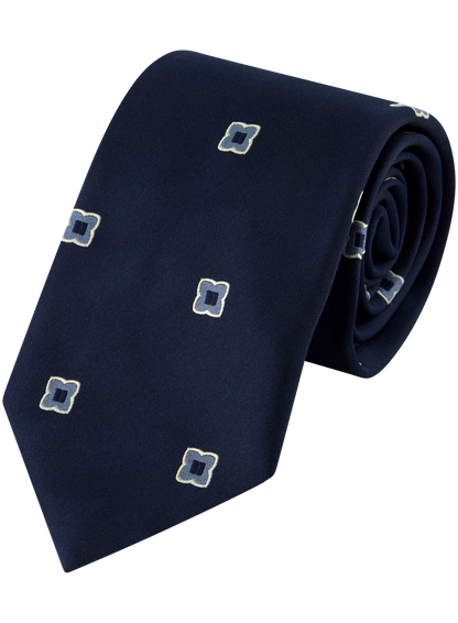 Stropdas van zijde met print | BLUE NAVY