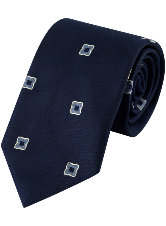 Stropdas van zijde met print | BLUE NAVY