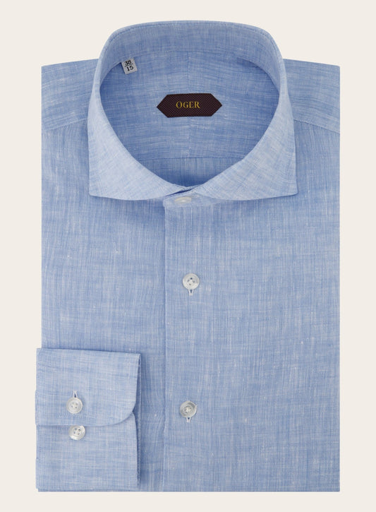 Gemêleerd shirt van linnen | L.Blauw
