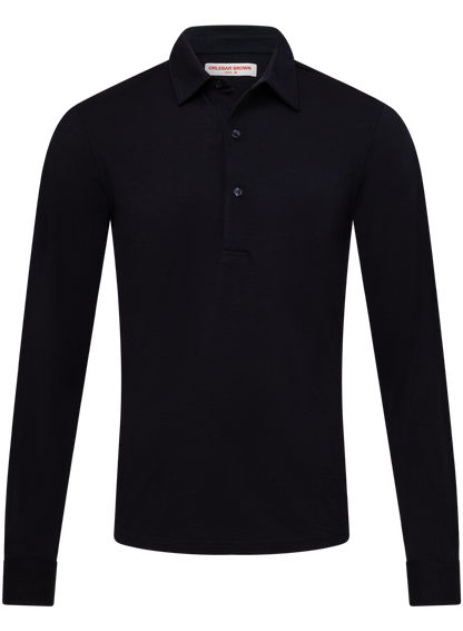 Polo met lange mouwen van wol | BLUE NAVY