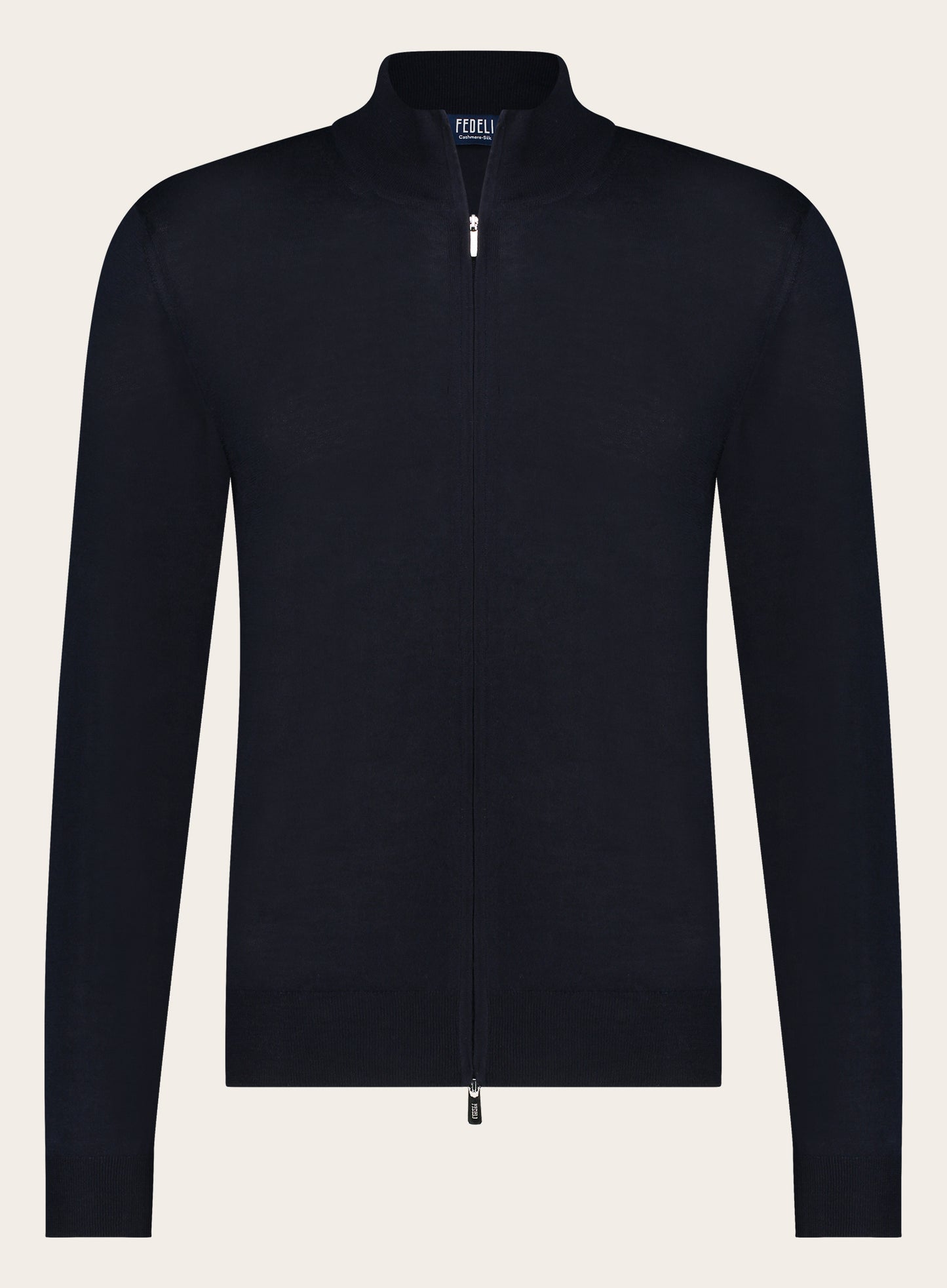 Slim-fit ritsvest van cashmere en zijde | BLUE NAVY