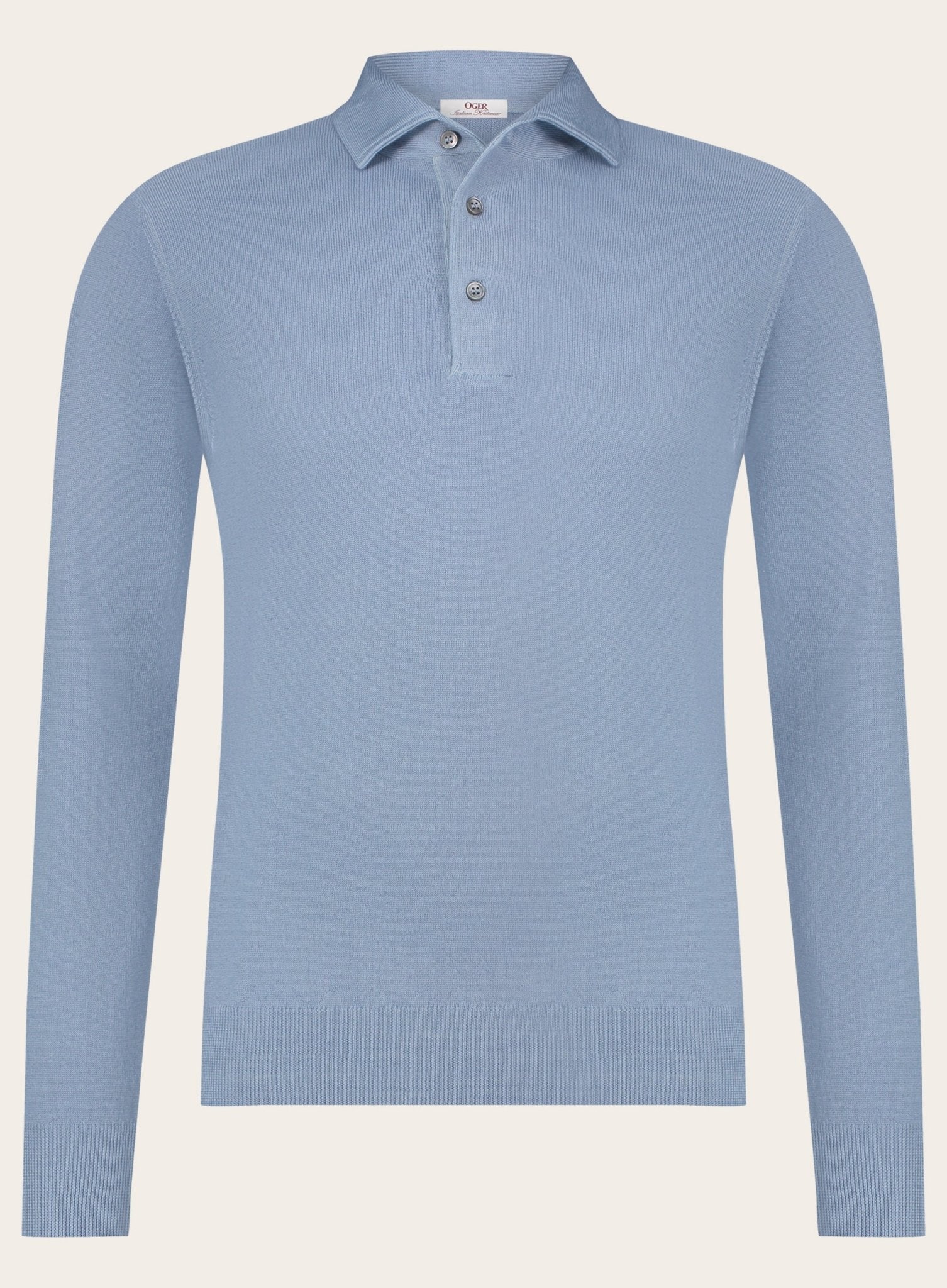 Lange mouwen polo van wol | L.Blauw