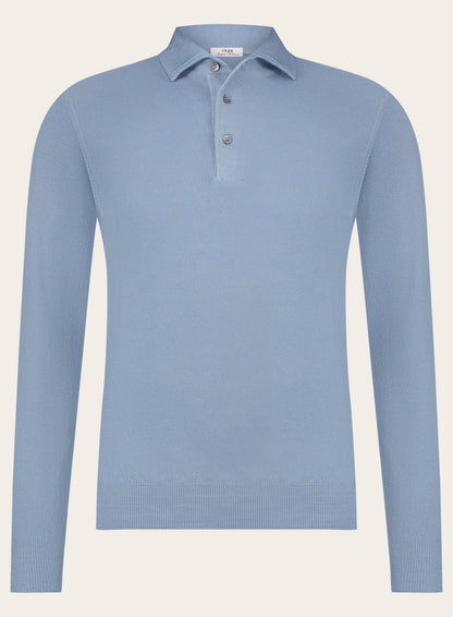 Lange mouwen polo van wol | L.Blauw