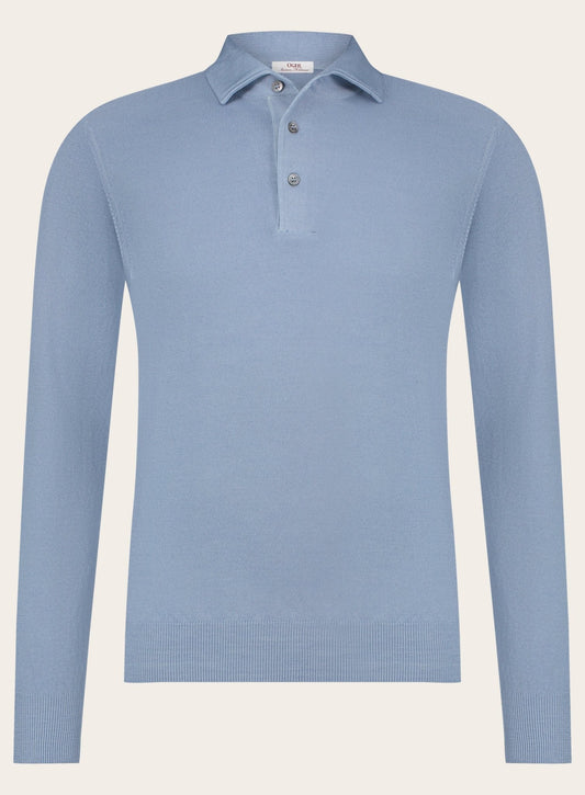 Lange mouwen polo van wol | L.Blauw