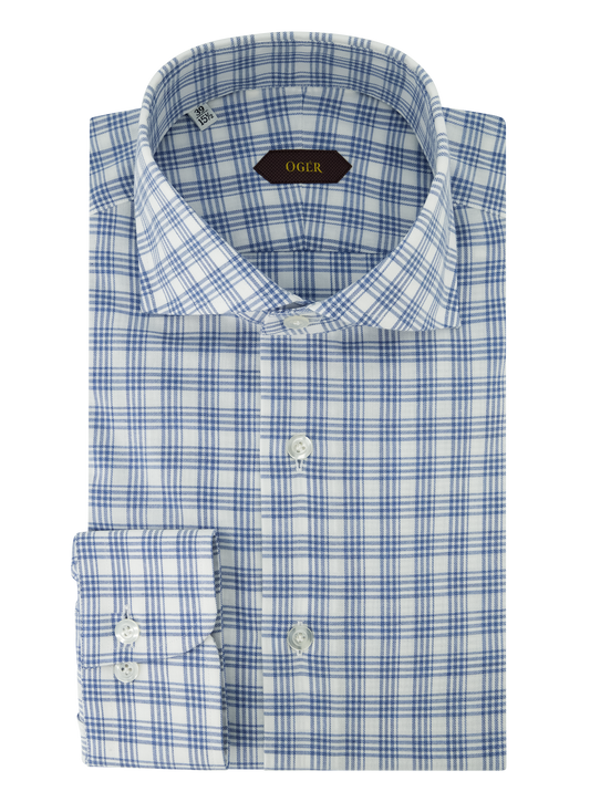 Glencheck shirt van katoen | Blauw