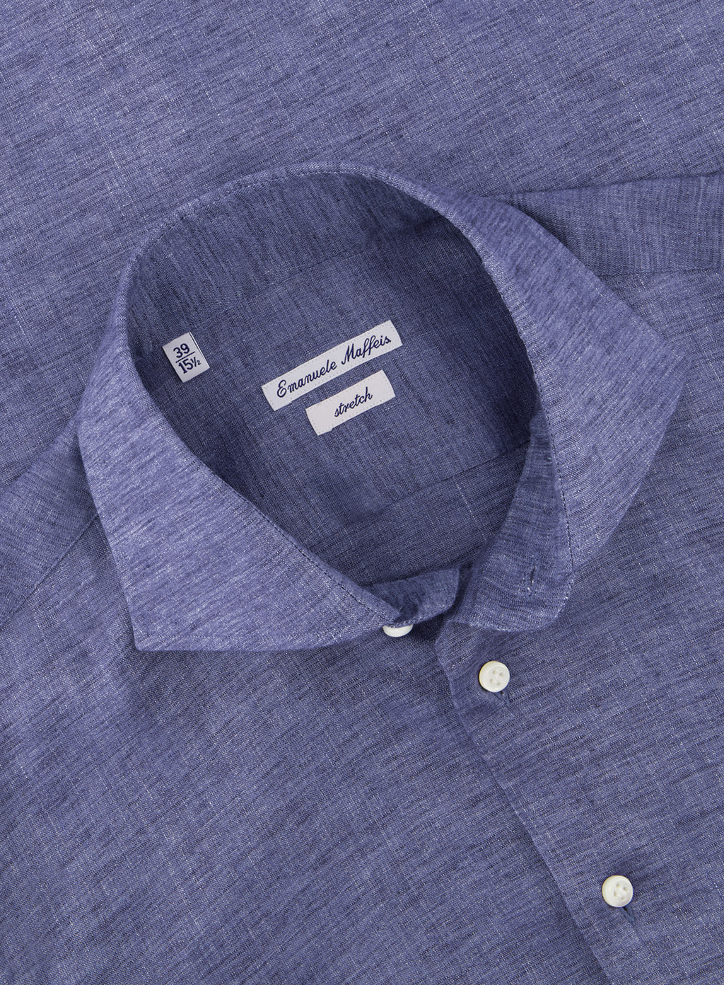 Stretch shirt van linnen | FULL_WIDTH | MID.BLAUW