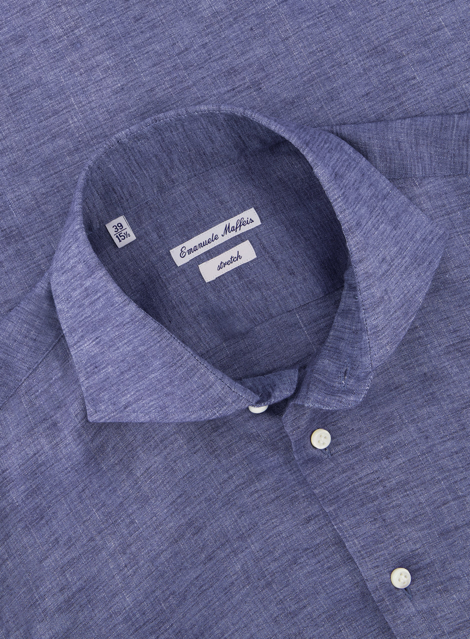 Stretch shirt van linnen | FULL_WIDTH | MID.BLAUW
