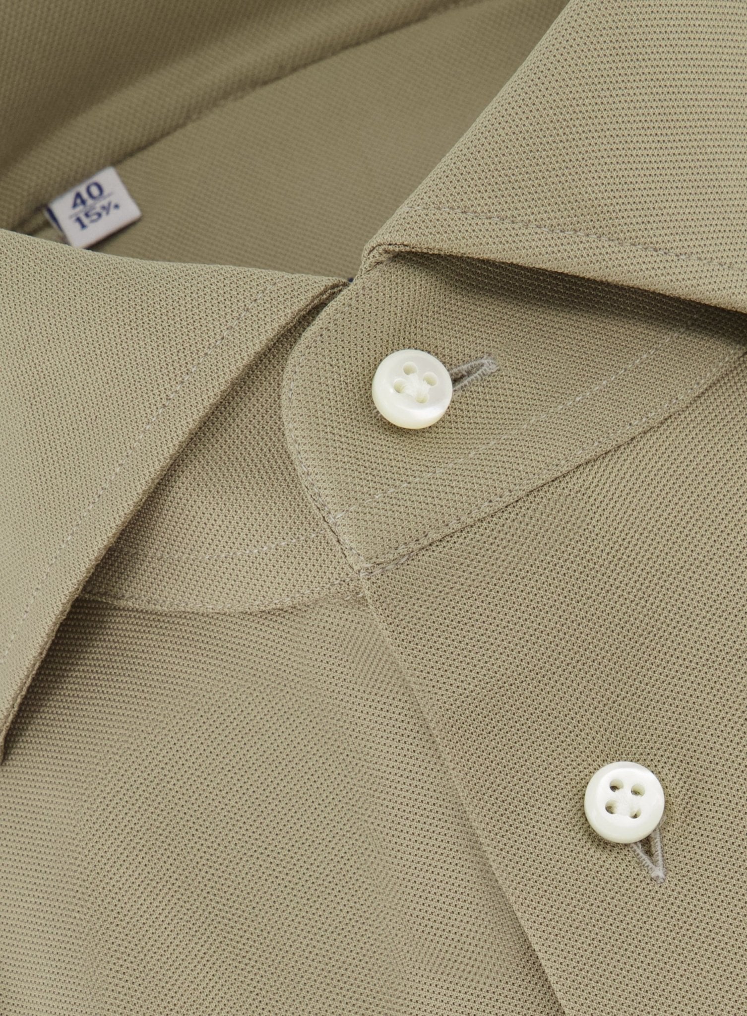 Regular-fit stretch piqué overhemd | Khaki