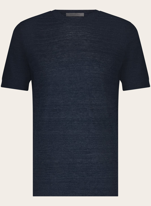 Gemêleerd T-shirt van linnen en zijde | Blauw