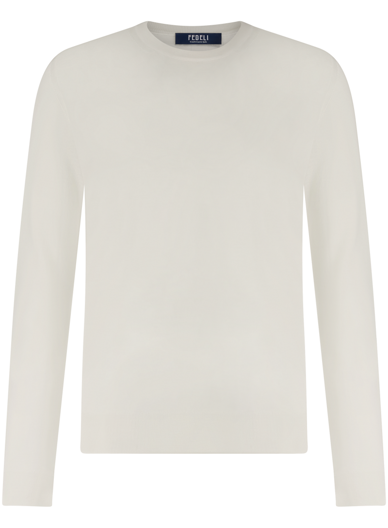 Longsleeve crewneck van cashmere en zijde
