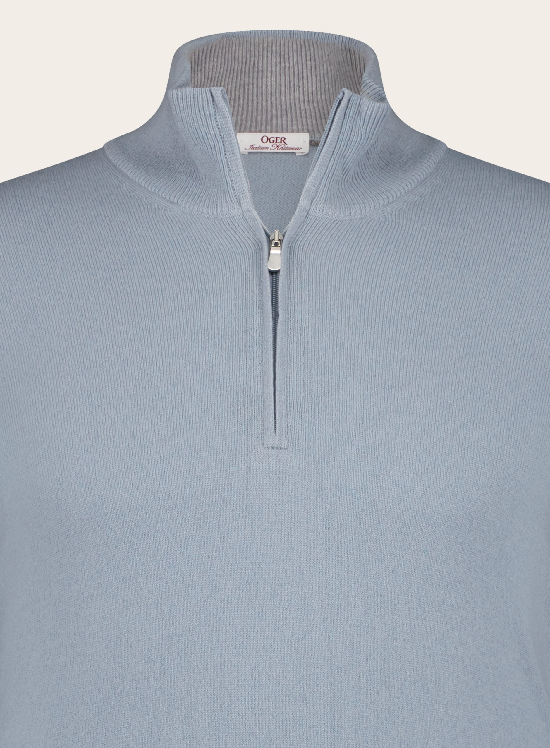 Half-zip van wol en cashmere | L.Blauw