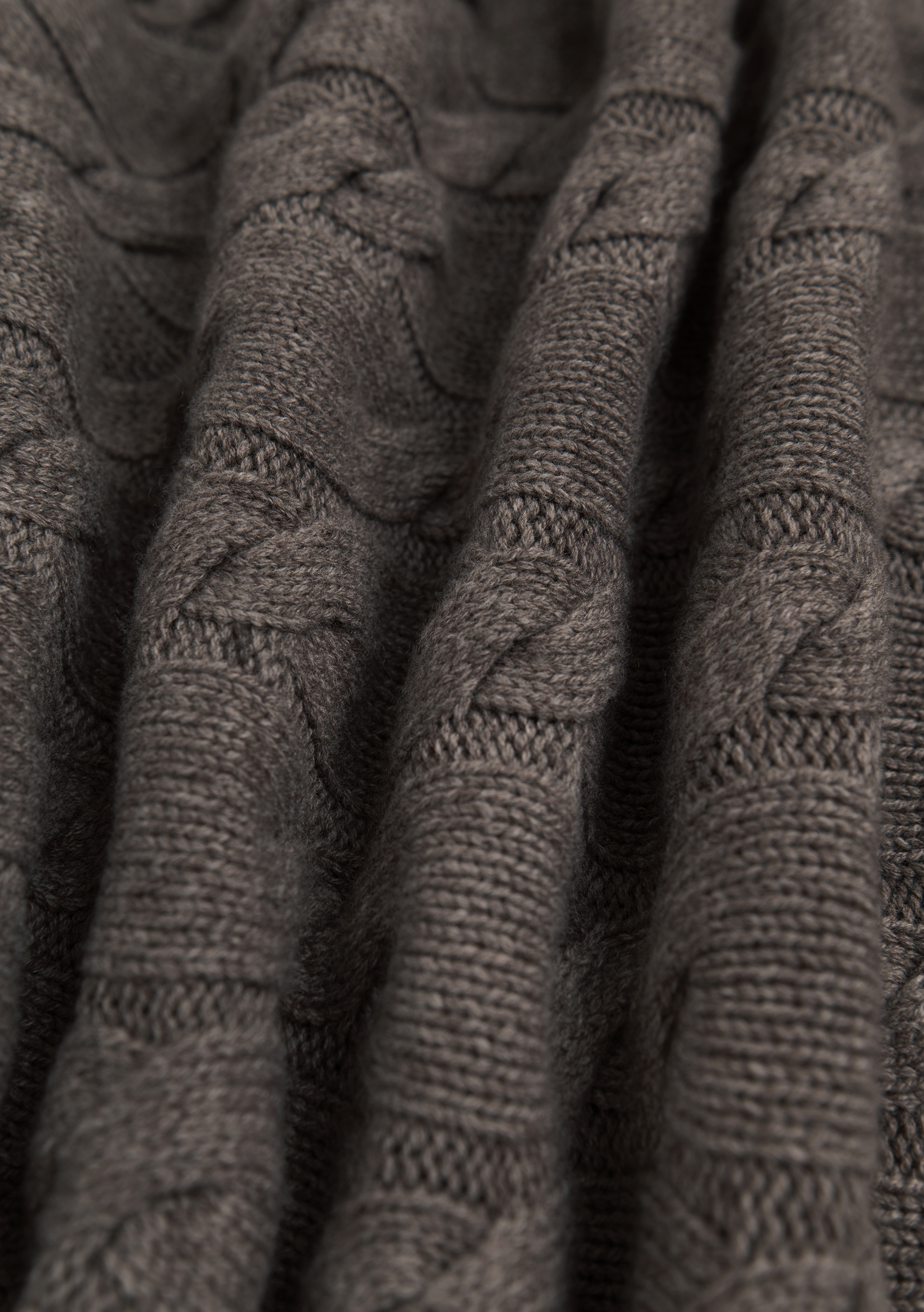 Coltrui met kabelpatroon van wol en cashmere | FULL_WIDTH | TAUPE