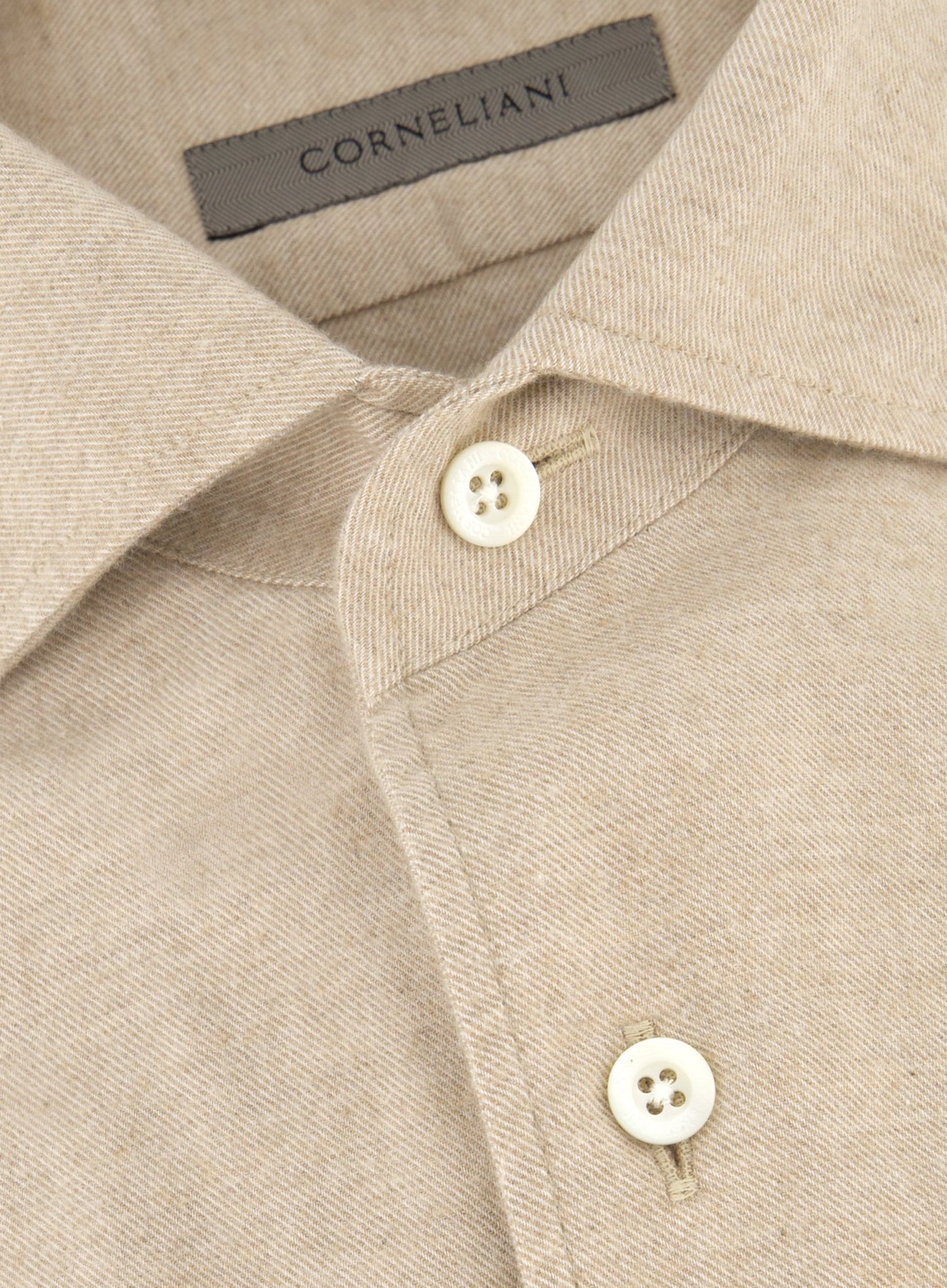 Shirt van katoen en cashmere | Beige