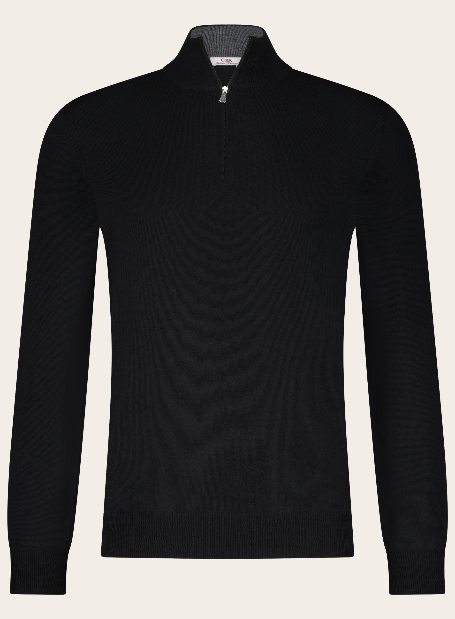 Half-zip trui van wol | Zwart