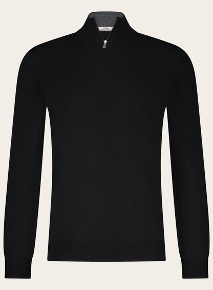 Half-zip trui van wol | Zwart