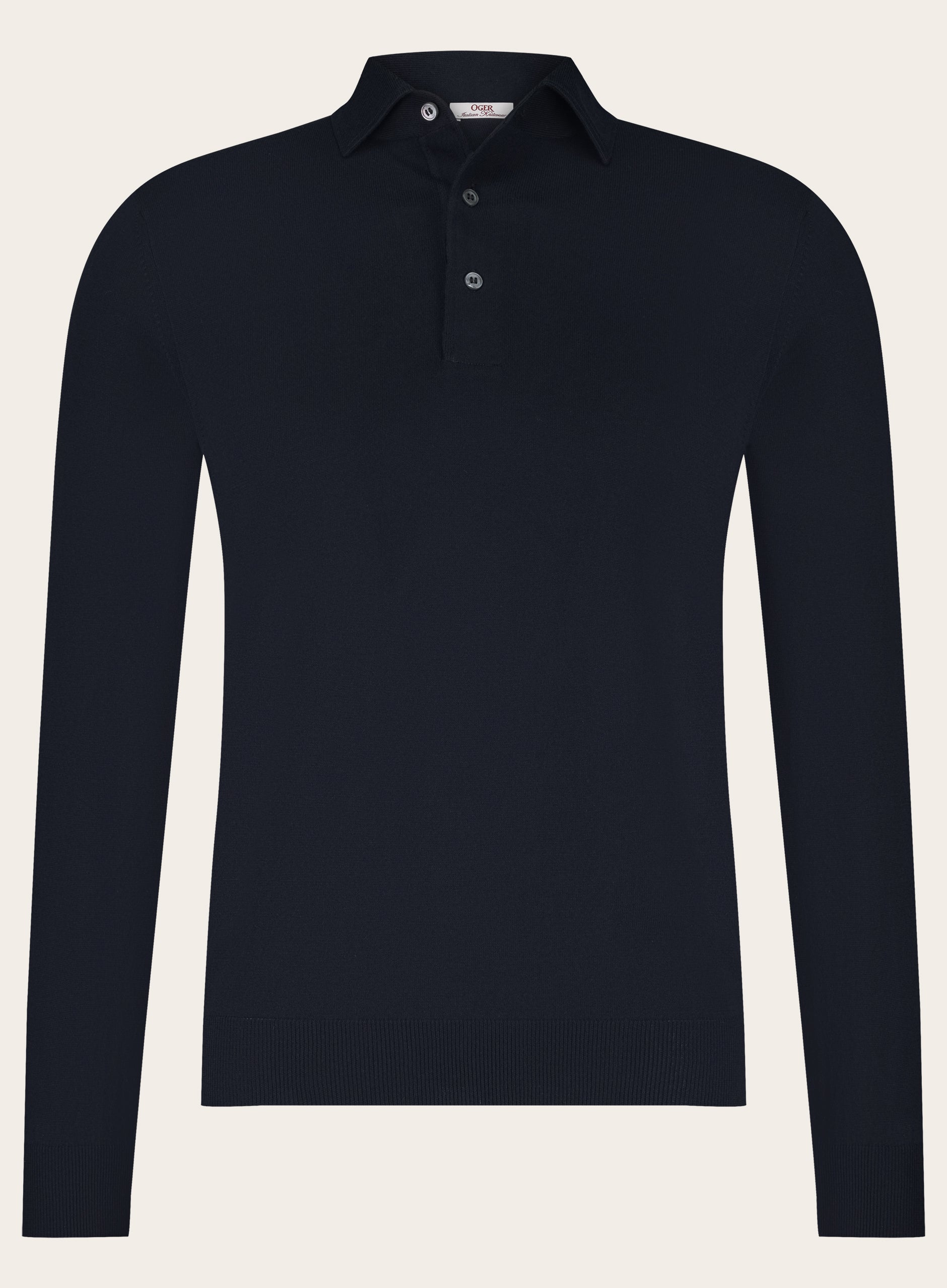 Poloshirt met lange mouwen van katoen | BLUE NAVY