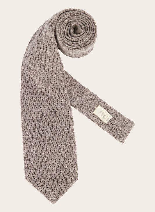 Knitted stropdas van wol | Beige