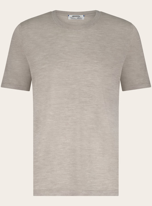 T-shirt van cashmere en zijde | Beige