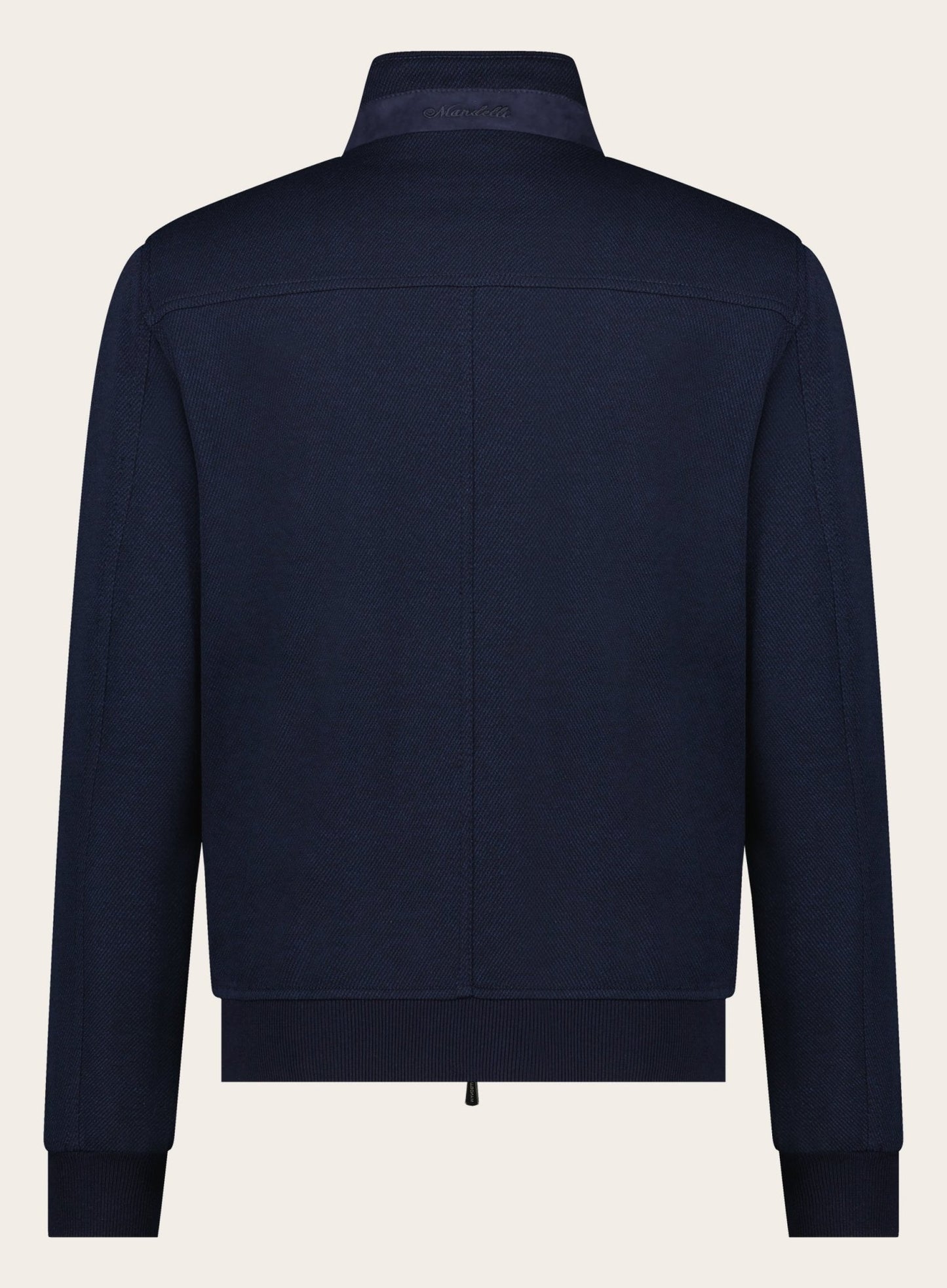 Slim-fit wollen-katoenen ritsvest | BLUE NAVY