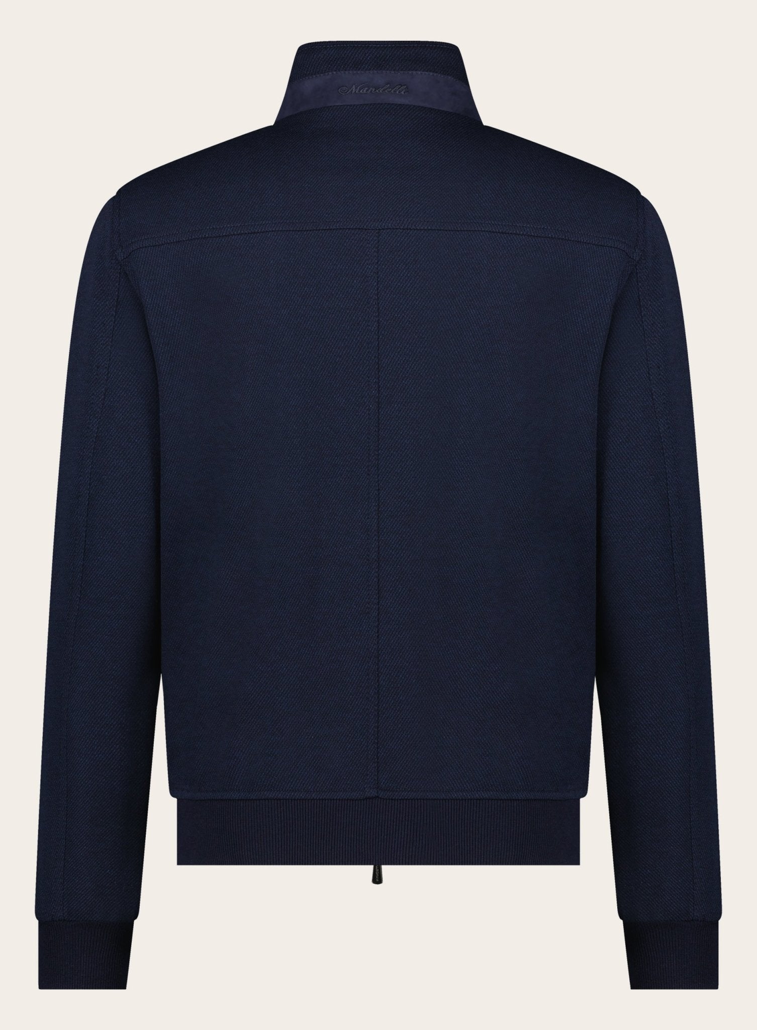 Slim-fit wollen-katoenen ritsvest | BLUE NAVY