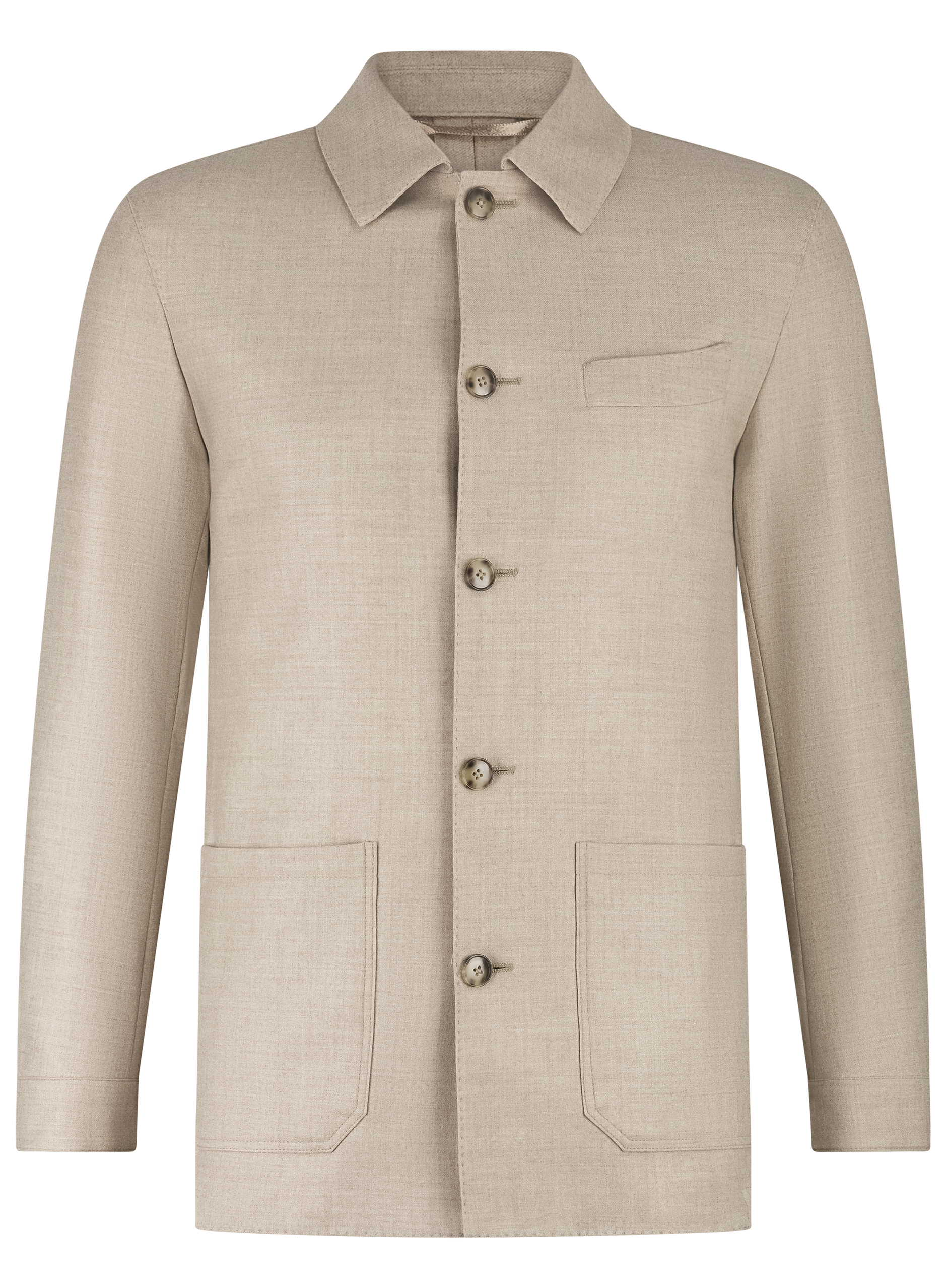 Shirt jacket van wol | TAUPE