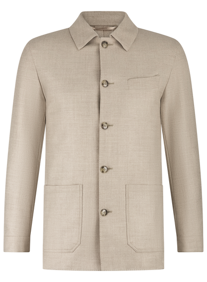 Shirt jacket van wol | TAUPE