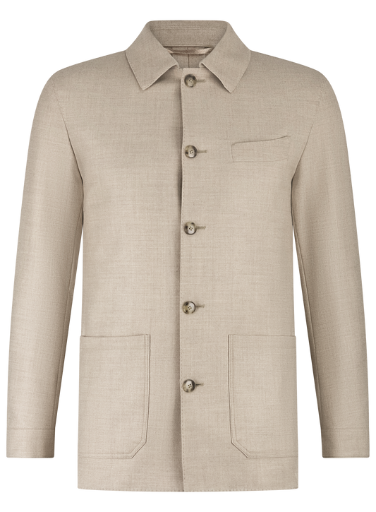Shirt jacket van wol | TAUPE