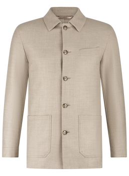 Shirt jacket van wol | TAUPE
