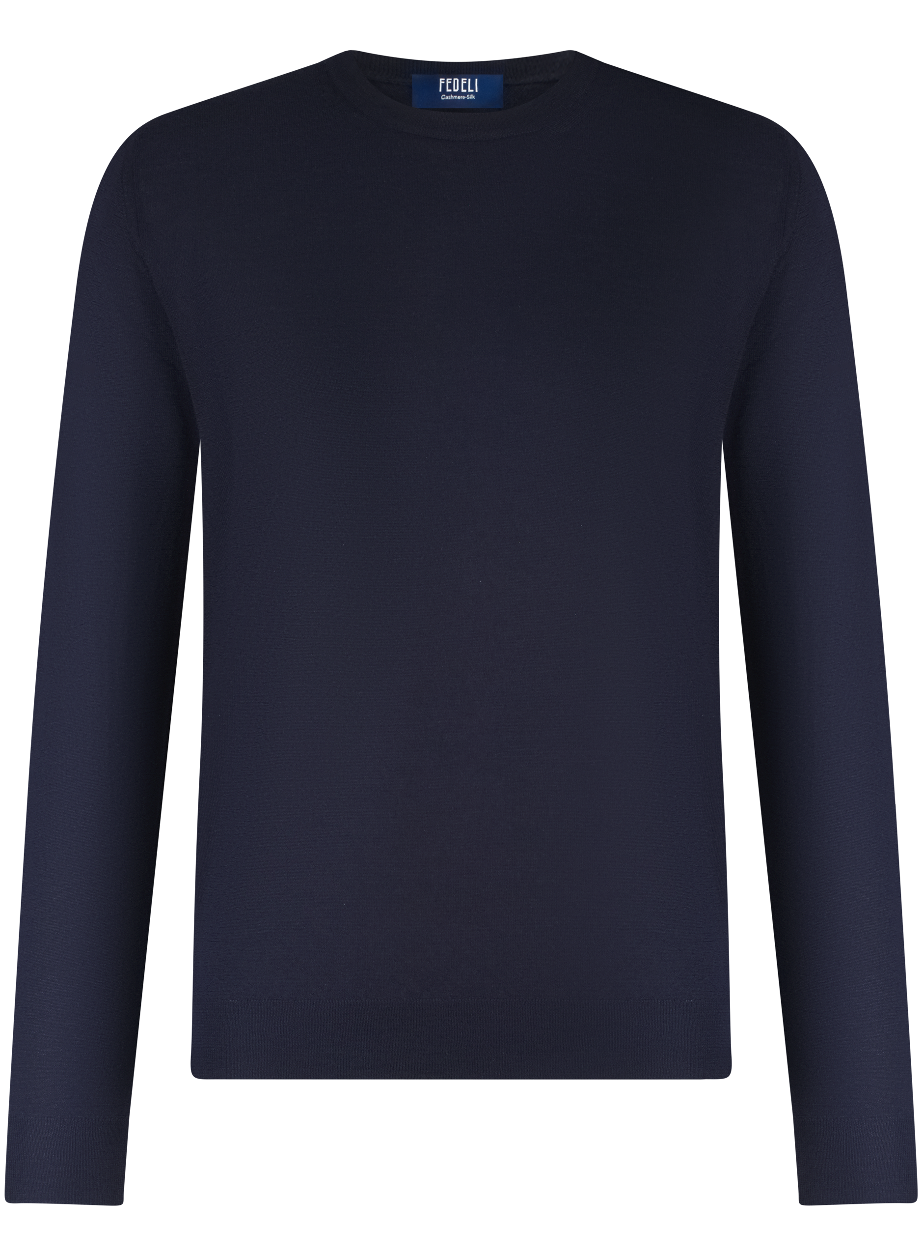 Longsleeve crewneck van cashmere en zijde | BLUE NAVY