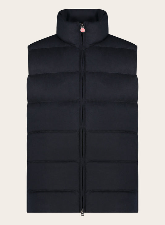 Cashmere bodywarmer met geborduurd logo | BLUE NAVY