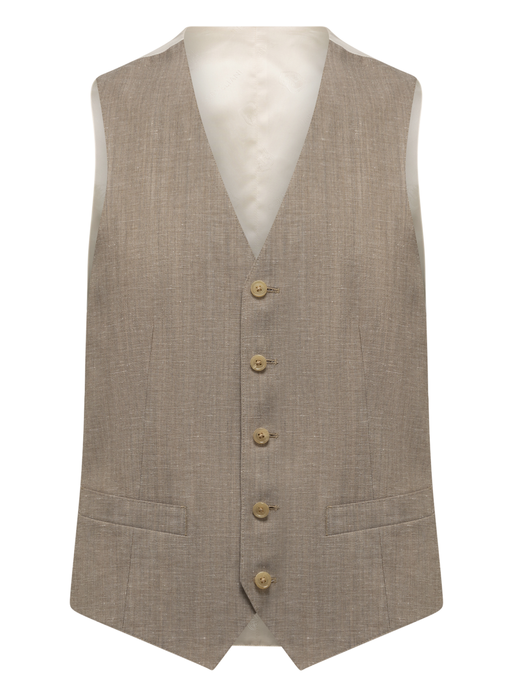 Driedelig pak van virgin wol en linnen | Beige