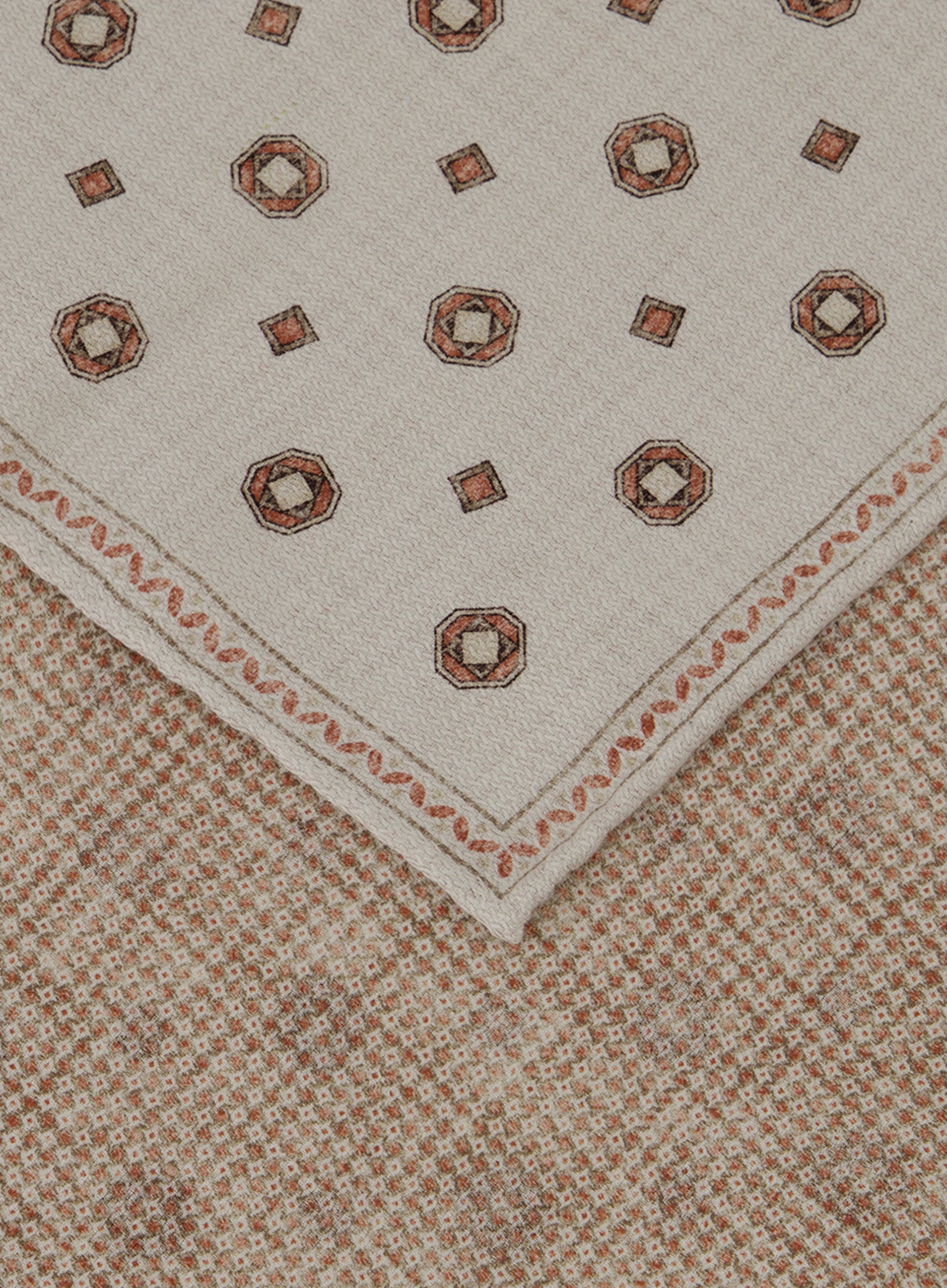 Pochet met print van zijde | Beige