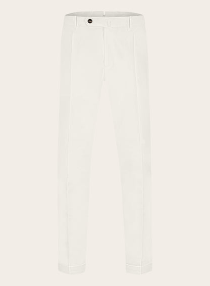Bandplooi pantalon van katoen | Wit