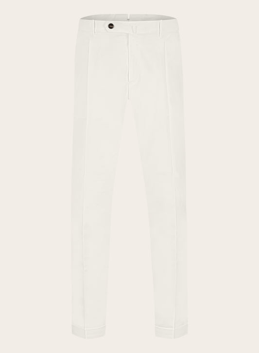 Bandplooi pantalon van katoen | Wit