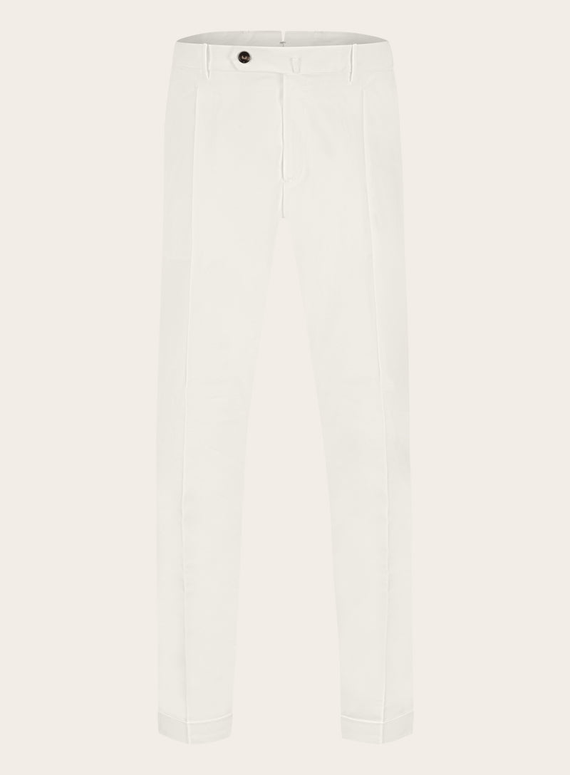 Bandplooi pantalon van katoen